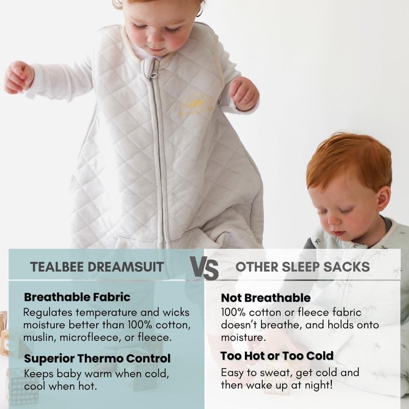 Tealbee Dreamsuit Toddler Sleep Sack with Feet - Walker Sleep Bag with Legs, Rayon made from Bamboo, All Season 1.2 TOG, 2-Way Zipper, 3T-4T - Sunshine - Image 3